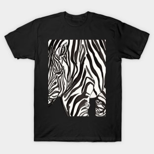 Modern Black And White Zebra Stripes Pattern African Wildlife T-Shirt